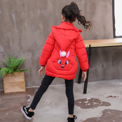 Modern gyerek téli kabát lányoknak díszítéssel és 3D dekorációval három színben