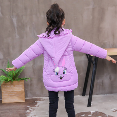 Modern gyerek téli kabát lányoknak díszítéssel és 3D dekorációval három színben