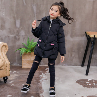 Modern gyerek téli kabát lányoknak díszítéssel és 3D dekorációval három színben