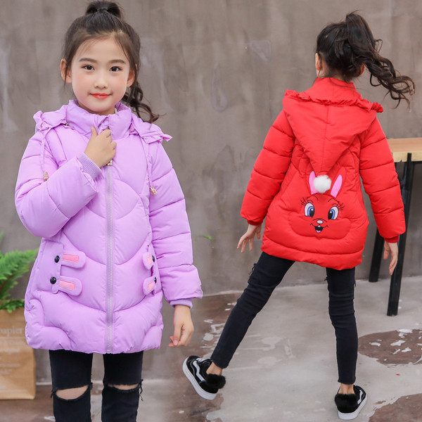 Modern gyerek téli kabát lányoknak díszítéssel és 3D dekorációval három színben