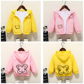 Őszi gyerekdzseki lányoknak 3D díszítéssel és gyöngyökkel két színben