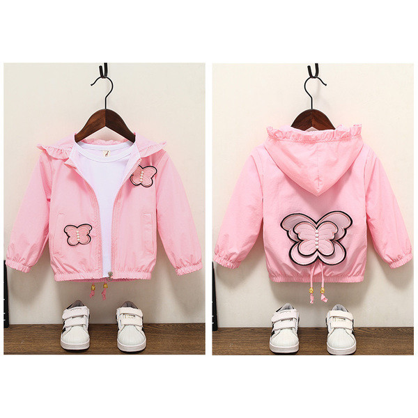 Őszi gyerekdzseki lányoknak 3D díszítéssel és gyöngyökkel két színben