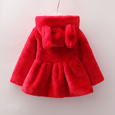 Κομψό παιδικό teddy παλτό με κουκούλα και τρισδιάστατο στοιχείο σε τρία χρώματα