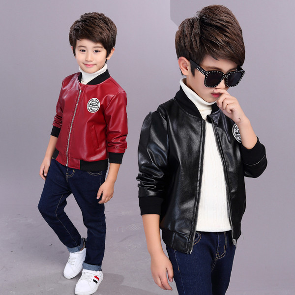 Модерно детско яке от еко кожа в два цвята