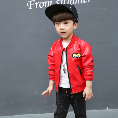 Stílusos gyerek kabát fiúknak eko bőrből, rátéttel