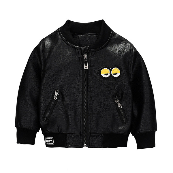 Stílusos gyerek kabát fiúknak eko bőrből, rátéttel