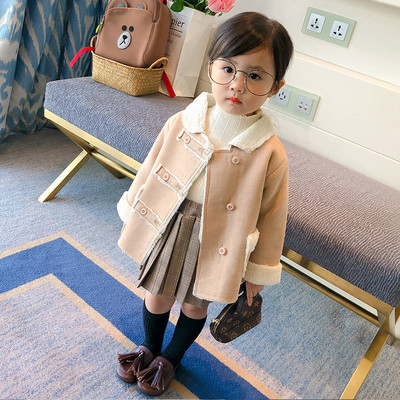 Κομψό παιδικό παλτό για κορίτσια με απαλή επένδυση σε δύο χρώματα