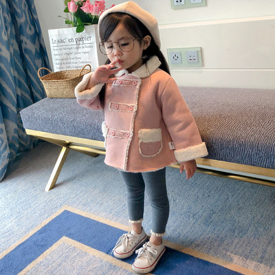 Κομψό παιδικό παλτό για κορίτσια με απαλή επένδυση σε δύο χρώματα