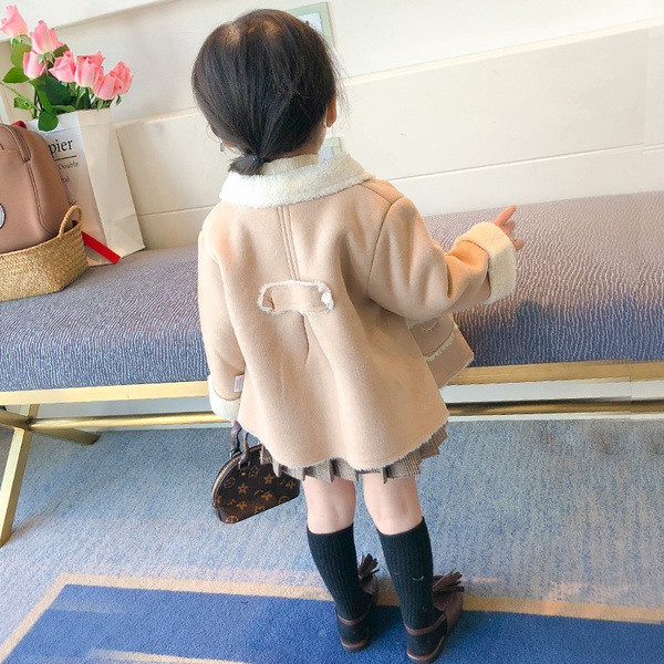 Κομψό παιδικό παλτό για κορίτσια με απαλή επένδυση σε δύο χρώματα