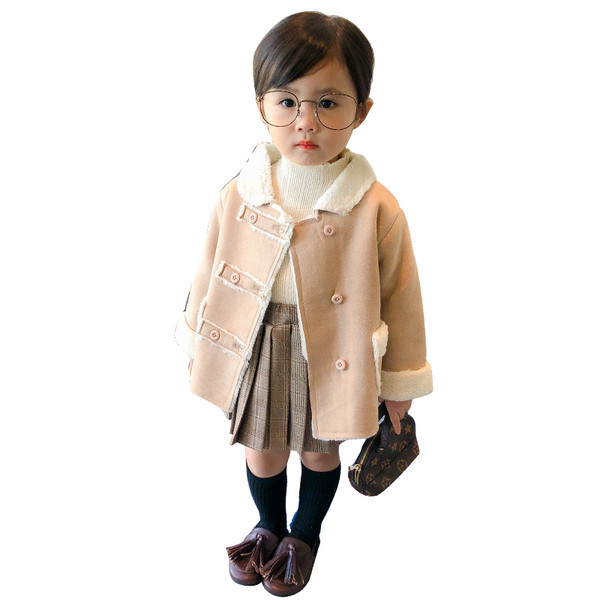 Κομψό παιδικό παλτό για κορίτσια με απαλή επένδυση σε δύο χρώματα