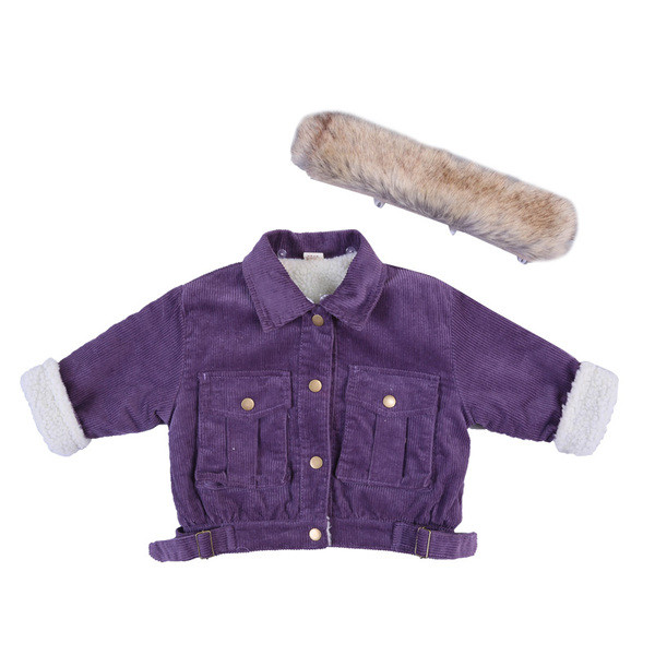 Μοντέρνο παιδικό μπουφάν για κορίτσια με κολάρο και τσέπες σε τρία χρώματα