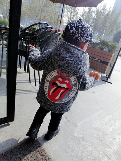 HIT Μοντέρνο παιδικό χειμωνιάτικο μπουφάν με γκρι χρώμα