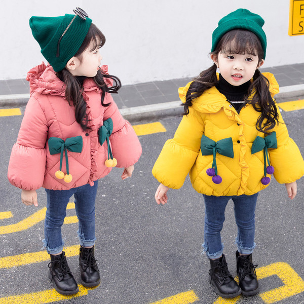 Παιδικό μπουφάν για κορίτσια με κορδέλες σε τρία χρώματα