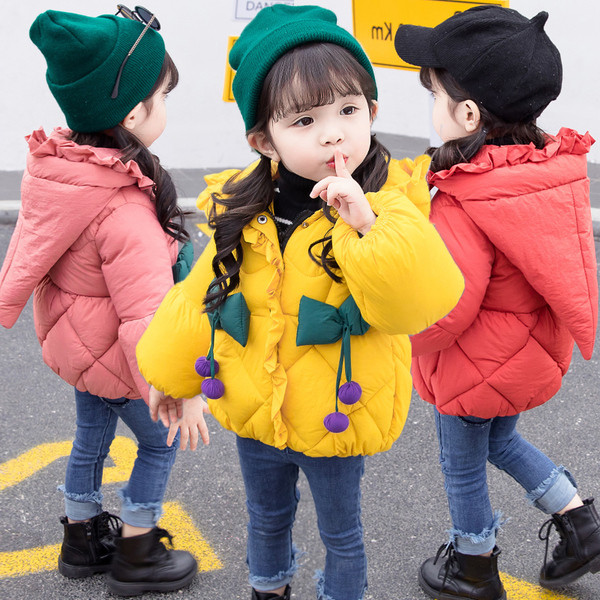 Παιδικό μπουφάν για κορίτσια με κορδέλες σε τρία χρώματα