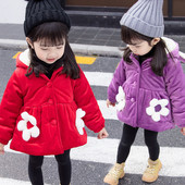 Παιδικό μπουφάν για κορίτσια με κουκούλα και 3D διακόσμηση σε τρία χρώματα