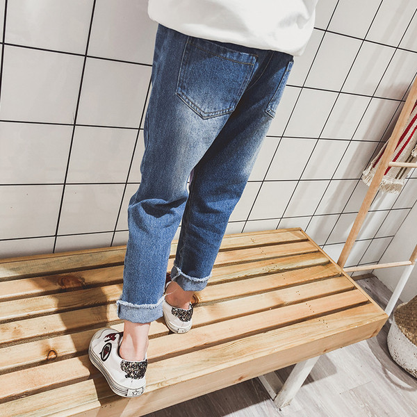 Modern gyerekfarmer lányoknak színes felvitelekkel, rugalmas derékkal