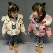 Napi gyerekkabát lányoknak hímzéssel, kapucnival pehely két színben