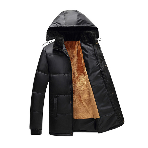 Egyszerű férfi téli kabát kapucnival, három színben