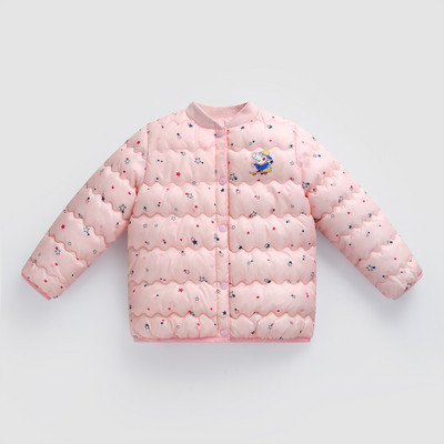 Színes mintás, O-alakú gallérral ellátott lánykabát két modellben