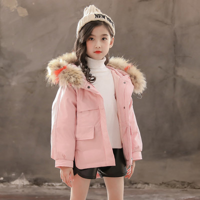 Ζεστό παιδικό μπουφάν για κορίτσια με πολύχρωμο χνούδι σε διάφορα χρώματα