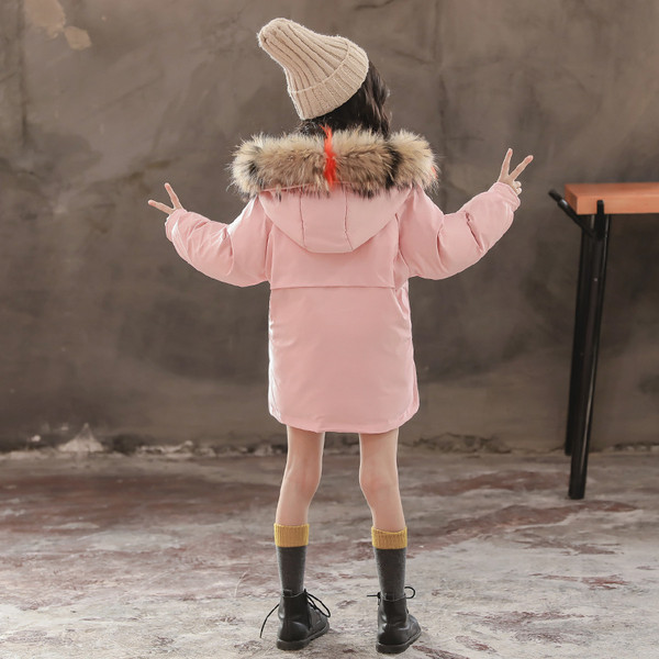 Ζεστό παιδικό μπουφάν για κορίτσια με πολύχρωμο χνούδι σε διάφορα χρώματα