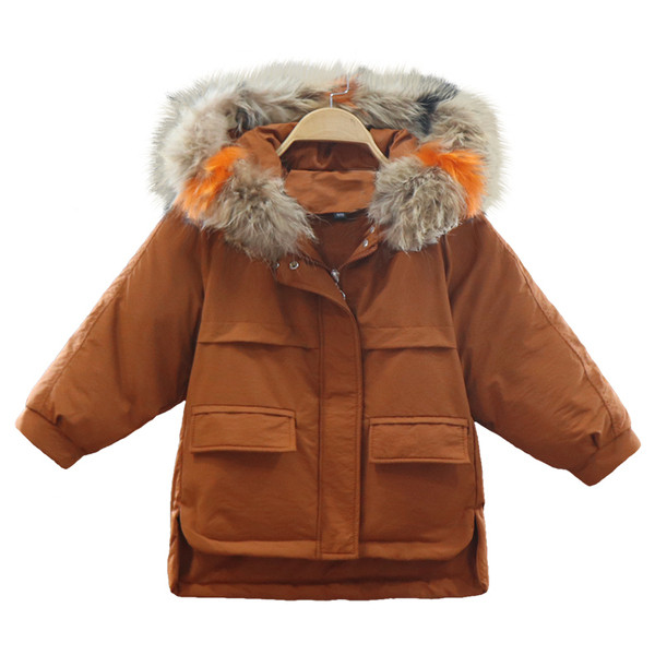 Ζεστό παιδικό μπουφάν για κορίτσια με πολύχρωμο χνούδι σε διάφορα χρώματα