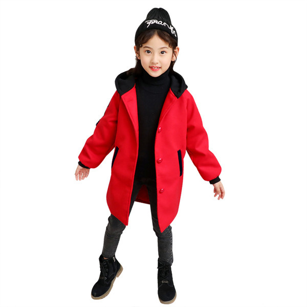 Μοντέρνο παιδικό παλτό με κουκούλα και κεντήματα στην πλάτη  σε διάφορα χρώματα