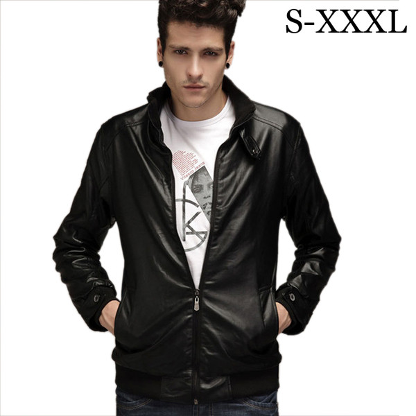 Модерно мъжко яке от еко кожа в черен и кафяв цвят