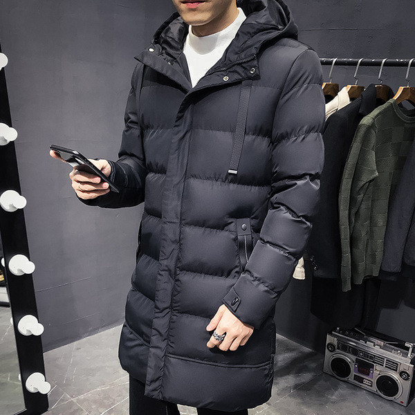 Hosszú férfi téli kabát kapucnival négy színben