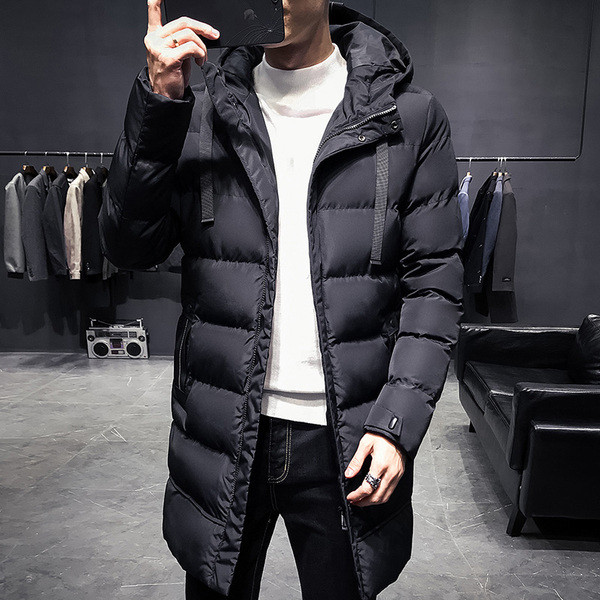 Hosszú férfi téli kabát kapucnival négy színben