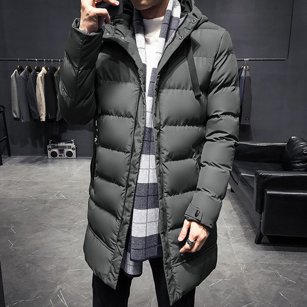 Hosszú férfi téli kabát kapucnival négy színben