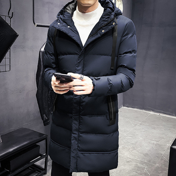 Hosszú férfi téli kabát kapucnival négy színben