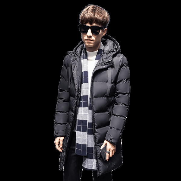 Hosszú férfi téli kabát kapucnival négy színben