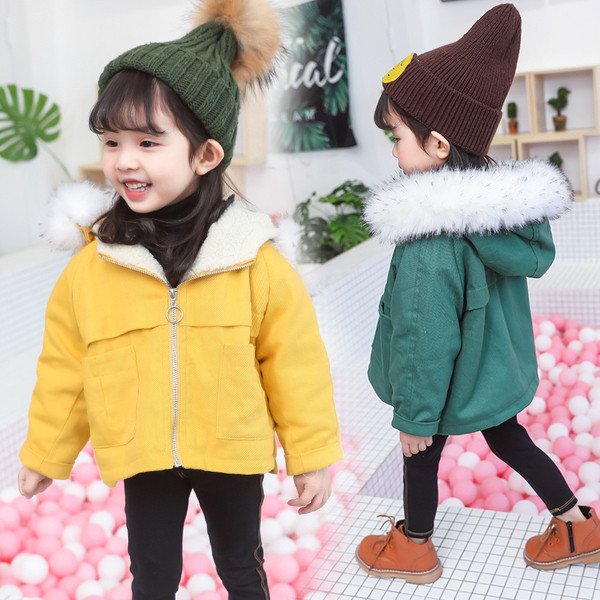 Καθημερινό παιδικό μπουφάν με κουκούλα και γούνα σε διάφορα χρώματα
