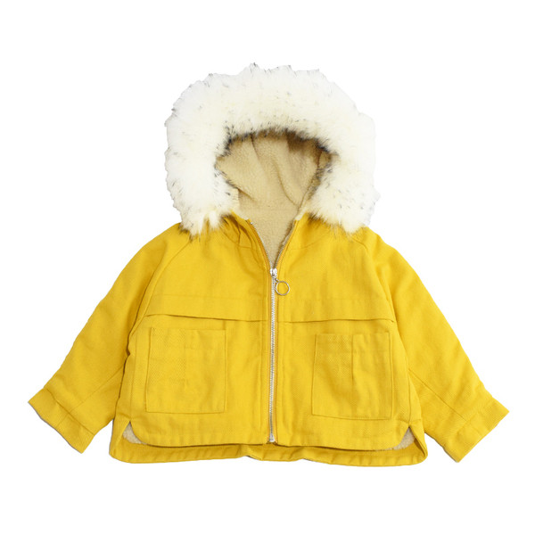 Καθημερινό παιδικό μπουφάν με κουκούλα και γούνα σε διάφορα χρώματα