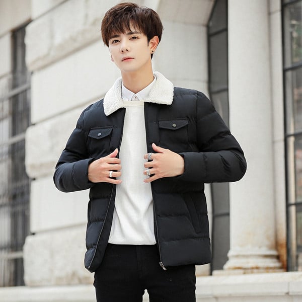 Modern téli férfi dzseki puha gallérral, három színben