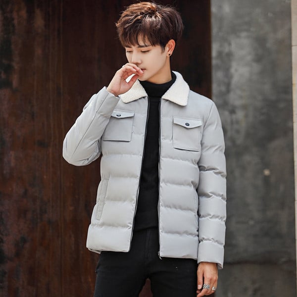 Modern téli férfi dzseki puha gallérral, három színben