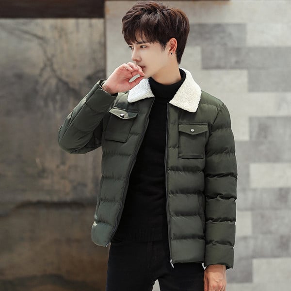 Modern téli férfi dzseki puha gallérral, három színben