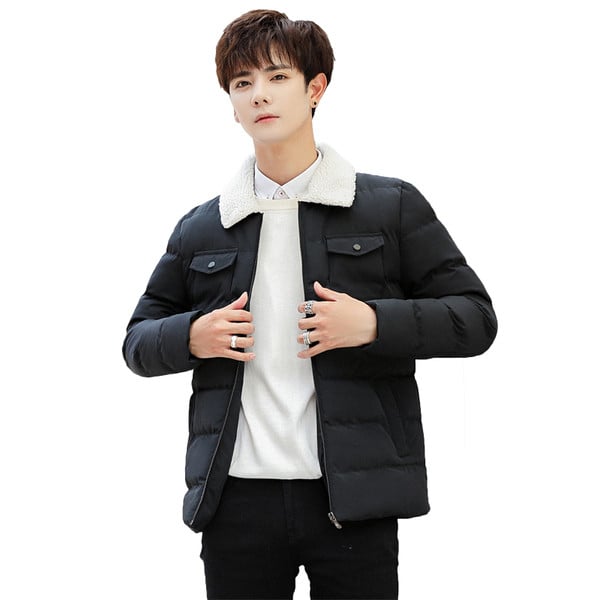 Modern téli férfi dzseki puha gallérral, három színben