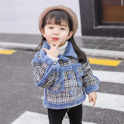 Παιδικό παλτό με μαλακή επένδυση και χνούδι σε ροζ και μπλε χρώμα