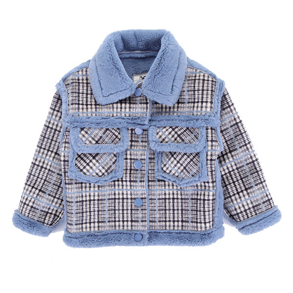 Παιδικό παλτό με μαλακή επένδυση και χνούδι σε ροζ και μπλε χρώμα