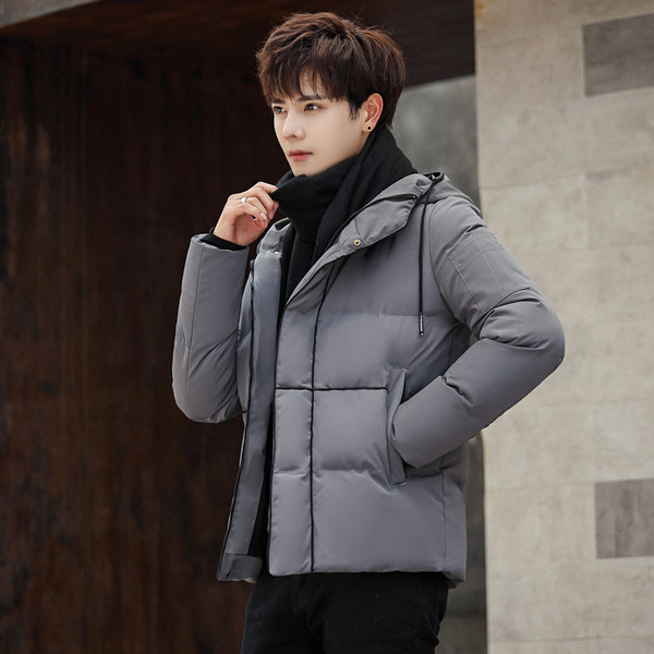 Elegáns férfi téli kabát kapucnival, három színben