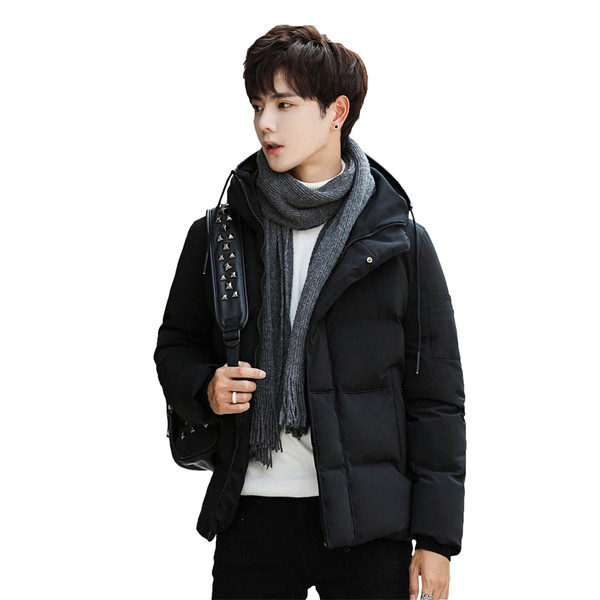 Elegáns férfi téli kabát kapucnival, három színben