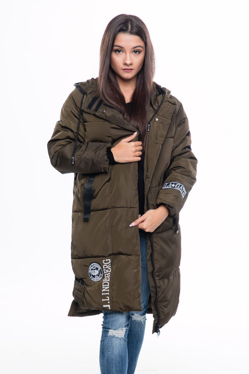 ΝΕΟ μακρύ γυναικείο μπουφάν για το χειμώνα σε μαύρο, γκρι, πράσινο και κόκκινο χρώμα