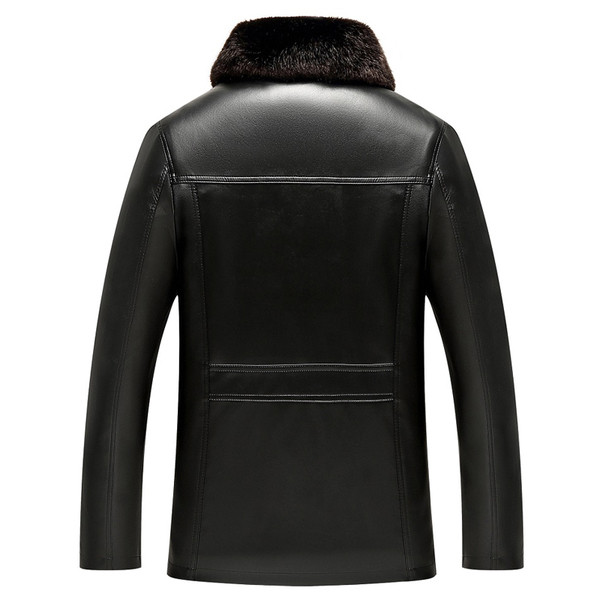 Ανδρικό μπουφάν δερματίνη  σακάκι με επένδυση σε μαύρο χρώμα