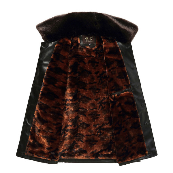 Ανδρικό μπουφάν δερματίνη  σακάκι με επένδυση σε μαύρο χρώμα