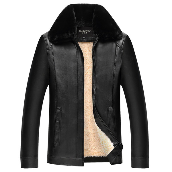 Κομψό ανδρικό μπουφάν δερματίνι με απαλή επένδυση