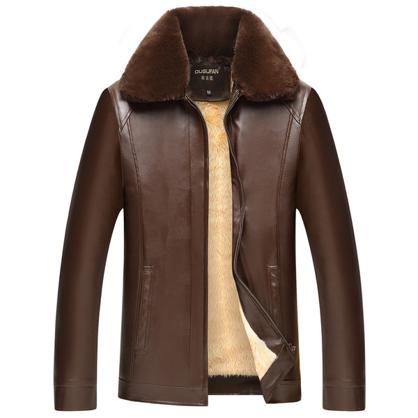 Κομψό ανδρικό μπουφάν δερματίνι με απαλή επένδυση