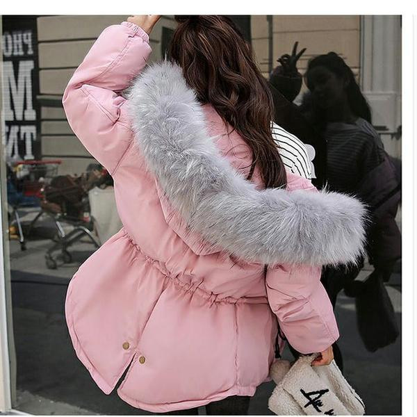 Дамско яке с пух на качулката в няколко цвята