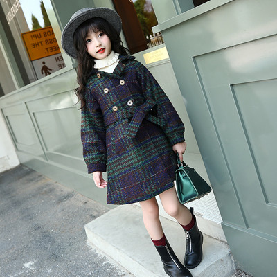 Παιδικό κομψό παλτό με κουμπιά και ζώνη σε δύο χρώματα